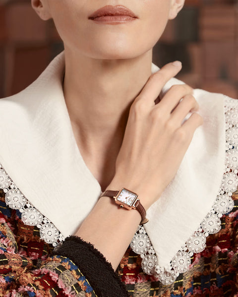 Lola Rose Women's Dainty Watch, Genuine Brown Leather Strap Wrist Watch. Mother of Pearl Dial Ladies Watch. Women Watch Gift. Lola Rose