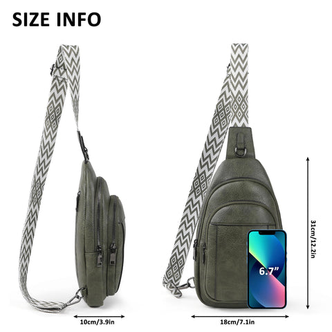 TANTOMI Crossbody Bags for Women Travel Crossbody Purses Green Sling Bag for Women Small Vegan Leather Fanny Packs with Adjustable Strap