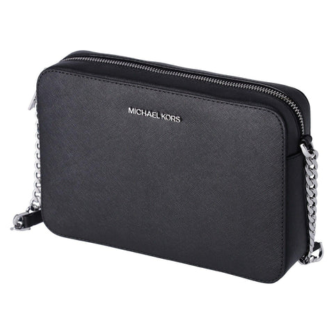 Michael Kors Women's Jet Set Item Crossbody Bag (black/silver) Michael Kors