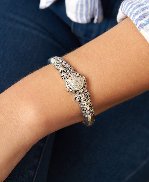DEVATA Sterling Silver 925 Bali Filigree Cuff Bracelet DHK3285ASS (Size S) DEVATA