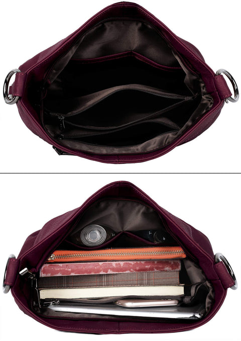 YALUXE Genuine Leather Shoulder Bag Stylish Hobo Handbag Women's Crossbody Purse Travel Top-Handle Tassel YALUXE