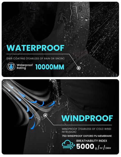 WULFUL Women’s Waterproof Snow Ski Jacket Mountain Windproof Winter Coat with Detachable Hood WULFUL