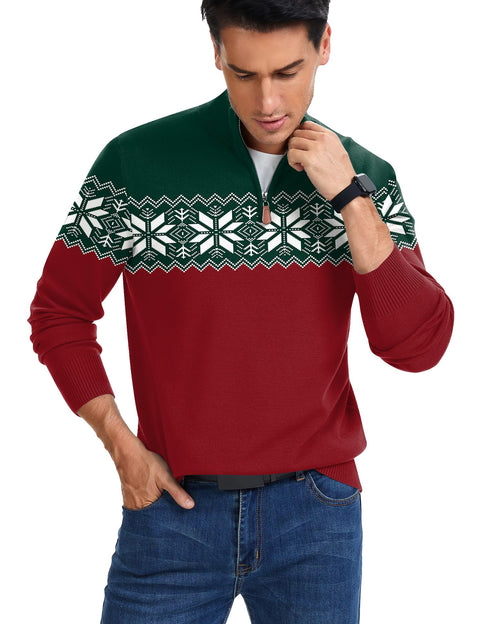 iWoo Men's Pullover with 1/4 Zip Sweater Elegant Winter Christmas Clothing Pullover Sweatershirts