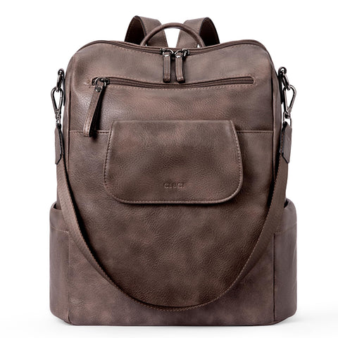 CLUCI Leather Backpack for Women, Large Fashion Convertible Anti-theft, Travel Backpack Purses CLUCI