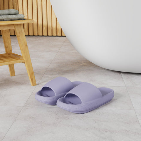 BRONAX Slides for Women Lavender Pillow Slippers Garden House Home Puffy Sandals Slipers for Female Laides Size 8 Comfy Cushioned Thick Sole 39-40 Light Purple BRONAX