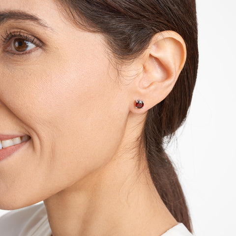 Amazon Essentials Sterling Silver Round Birthstone Stud Earrings