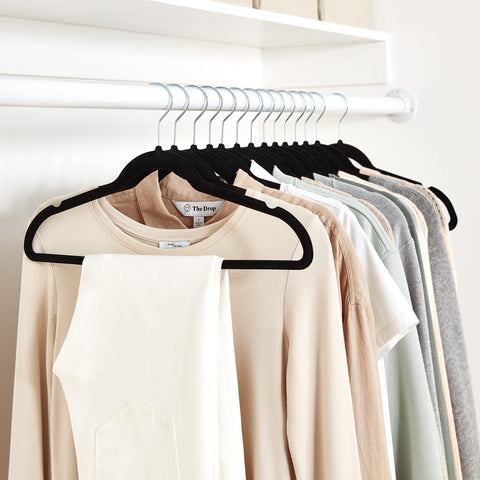 Amazon Basics Slim, Velvet, Non-Slip Suit Clothes Hangers, Pack of 50, Black Amazon Basics
