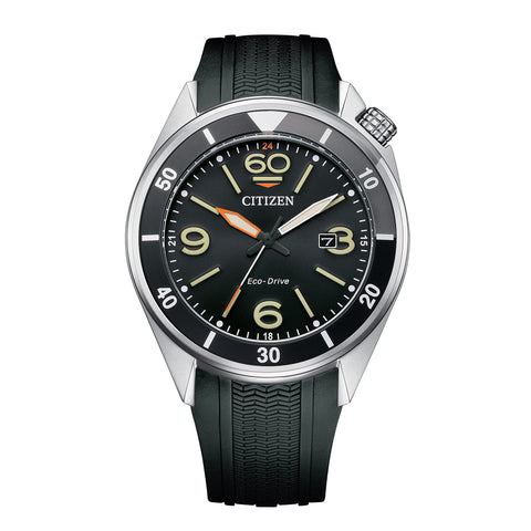 Citizen Men's Eco-Drive Weekender Sport Men's Watch in Stainless Steel and Polyurethane Black Strap, Black Dial (Model: AW1710-04E) Citizen
