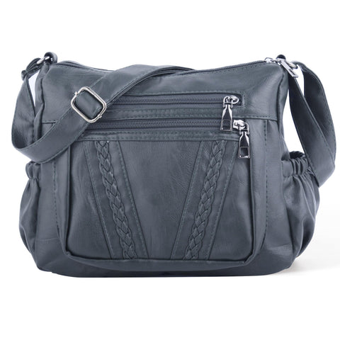 ELDA Crossbody Bags For Women Pocketbooks Soft PU Leather Purses and Handbags Multi Pocket Shoulder Bag ELDA