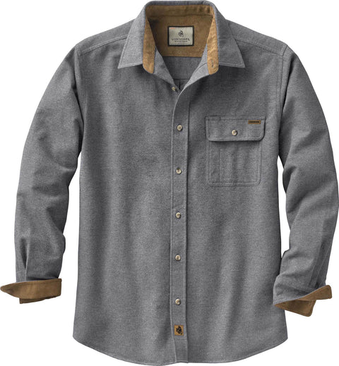 Legendary Whitetails Men's Standard Flannel Shirt Long Sleeve Button Down 100% Cotton, Charcoal Heather, Large
