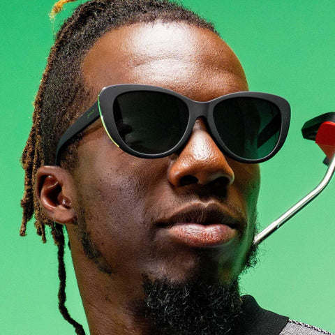 goodr It's Noir, Darling Polarized Sunglasses, Medium Sized (Glam G), Black Solid Frames with Black Gradient Lenses, Light Gold Accents, UV400 Protection, No Slip, No Bounce