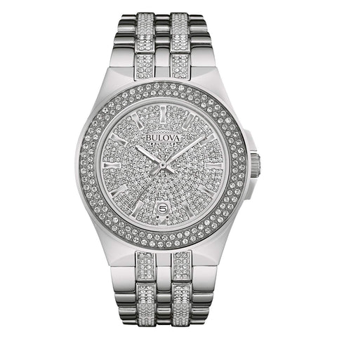 Bulova Men's Crystals Stainless Steel 3-Hand Quartz Watch Style: 96B235 Bulova