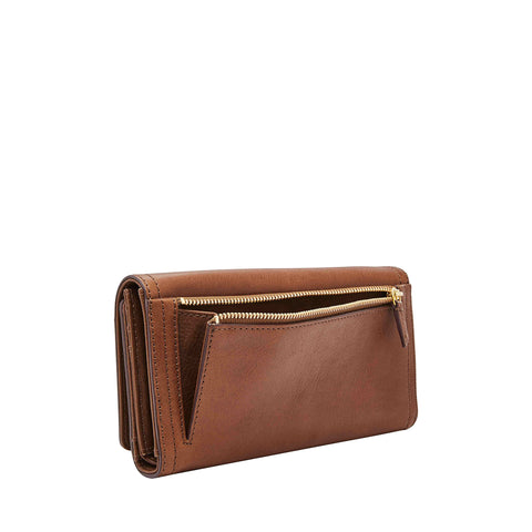 Fossil Women's Logan Leather Wallet RFID Blocking Flap Clutch Organizer, Brown (Model: SL7833200) Fossil