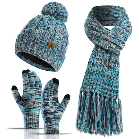 Honnesserry Winter Warm Beanie Hat Scarf and Touchscreen Gloves Set for Womens Skull Caps Neck Scarves with Fleece Lined Honnesserry