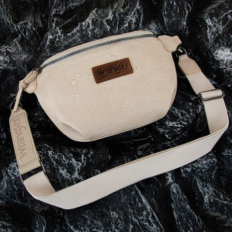 Wrangler Fanny Pack Crossbody Sling Bag for Women Waist Bag Travel Belt Bags Gifts for Women Men, Beige Wrangler