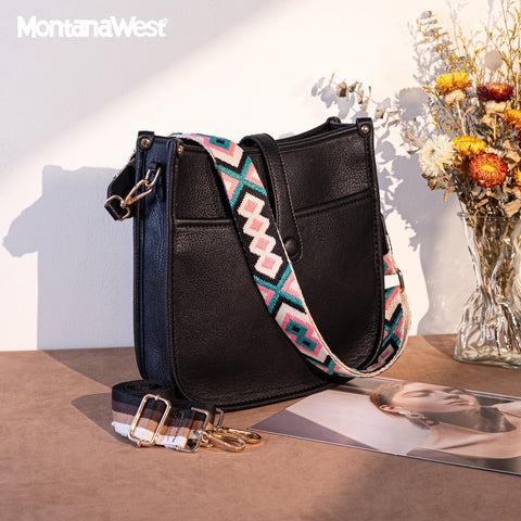 Montana West Crossbody Bags for Women Leather Hobo Cross Body Boho Purses Shoulder Bucket Handbags with Adjustable Strap,MWC-177BK Montana West