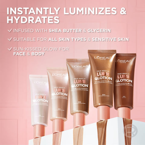 L'Oreal Paris Makeup True Match Lumi Glotion, Natural Glow Enhancer, Illuminator Highlighter, Bronzing Drops For a Sun-Kissed Glow, 903 Medium L'Oreal Paris