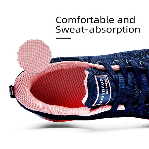 Lamincoa Women's Running Shoes Fashion Air Cushion Sneakers Lightweight Anti Slip Sports Shoes for Indoor Outdooor Jogging Blue-Pink 8 Lamincoa
