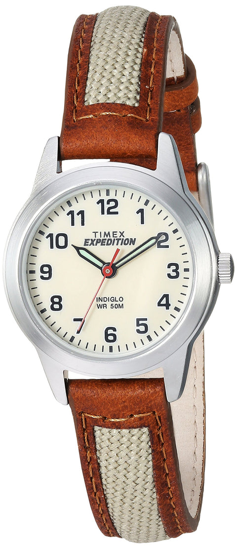 Timex Women's TW4B11900 Expedition Field Mini Brown/Natural Nylon/Leather Strap Watch Timex