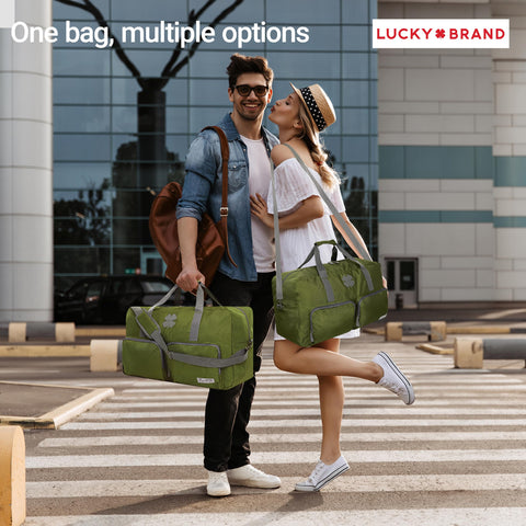 Lucky Travel Duffel Bags 65L, Gym Bag, Travel Bag & Large Duffle Bag for Men, Foldable Overnight Weekender Bags for Women & Men with Adjustable Shoulder Strap, Loden Green Lucky Brand