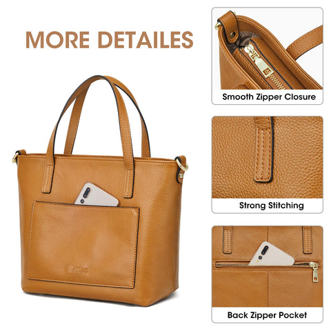 Kattee Soft Genuine Leather Tote Bags for Women, Shoulder Purses and Handbags, Casual Work Top Handle Kattee