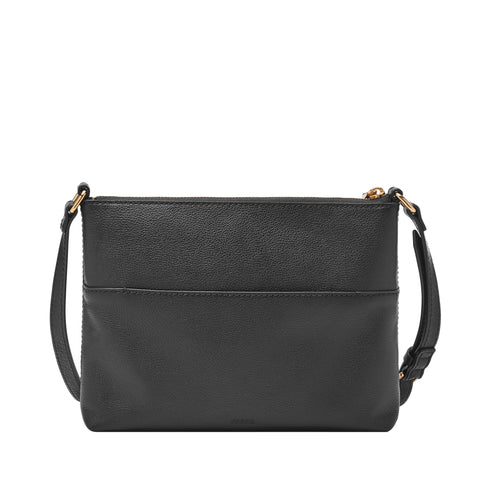 Fossil Women's Fiona Leather Small Crossbody Purse Handbag, Black (Model: ZB7266001) Fossil