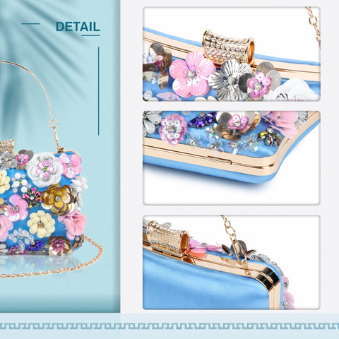 Lanpet Women Clutches Flower Evening Handbag Chain Strap Shoulder Bag Lanpet