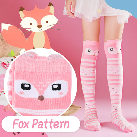 ANTSANG Kids Girls Knee High Socks Long Boot Crazy Silly Fun Gift Cute Tall Animal Socks for Child 6 Pairs Stocking Stuffers Gifts for 10 Year Old Girls Birthday Gifts Ideas(Fun Animal)