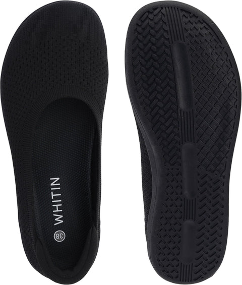 WHITIN Women's Wide Toe Box Ballet Flats Shoes Barefoot Zero Drop Sole Minimalist Size 9 Knit Walking Casual Dressy Slip on Fit Ballerina Black 40