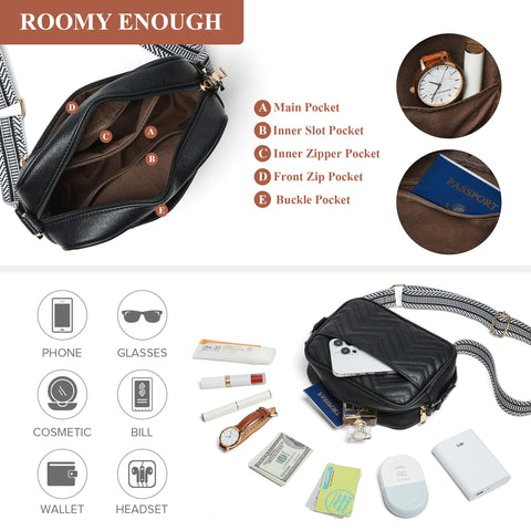 Shrrie Quilted Crossbody Bags for Women Trendy Crossbody Purse Small Crossbdy Bags for Women with Wide Strap Shrrie