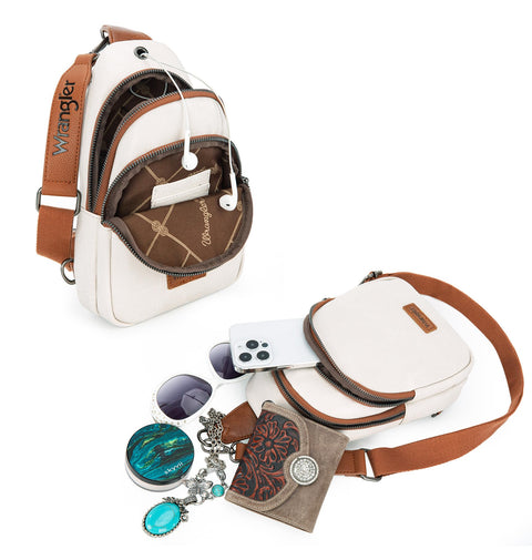 Wrangler Crossbody Sling Bags for Women Large Cross Body Purse with Headphone Hole Wrangler