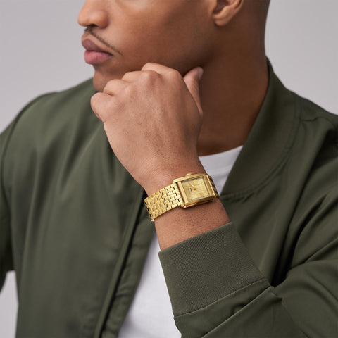 Fossil Men's Carraway Quartz Stainless Steel Three-Hand Watch, Color: Gold (Model: FS6009) Fossil