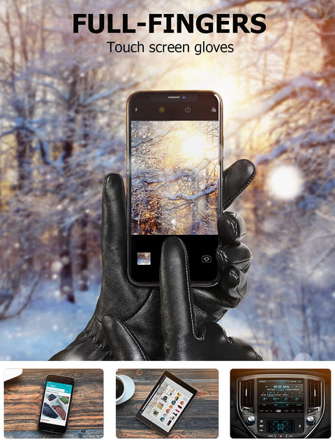 Vislivin Womens Leather Gloves Touch Screen Winter Glove Warm Driving Gloves Black M Vislivin