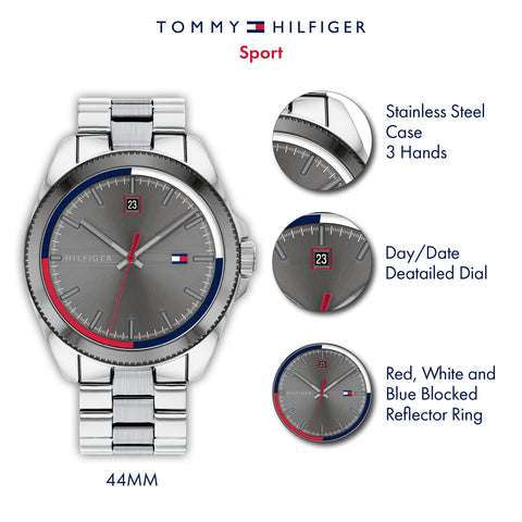Tommy Hilfiger Men's Quartz Stainless Steel and Bracelet Casual Watch, Color: Grey (Model: 1791684) Tommy Hilfiger