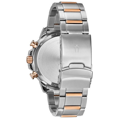 Bulova Men's Marine Star Series C Two-Tone Rose Gold Stainless Steel 6-Hand Chronograph Quartz Watch, Blue Dial Style: 98B301 Bulova