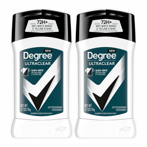 Degree Men UltraClear Antiperspirant Deodorant Black+White 2 Count 72-Hour Sweat & Odor Protection Antiperspirant For Men With MotionSense Technology 2.7 oz Degree