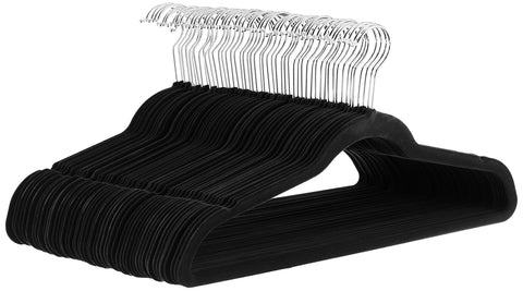 Amazon Basics Slim, Velvet, Non-Slip Suit Clothes Hangers, Pack of 50, Black Amazon Basics