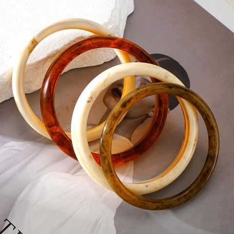 ÌF ME Acrylic Bangles Bracelets For Women, Maillard Lightweight Chunky Resin Bracelets, Premium Fall Winter Boho Jewelry Gift