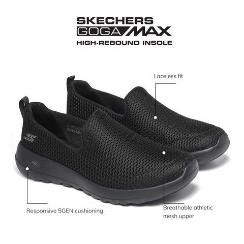 Skechers Women's Go Walk Joy Sneaker-5Gen Cushioning, Air-Cooled GOGA Mat, Breathable Mesh Upper Sneaker, Black, 8.5