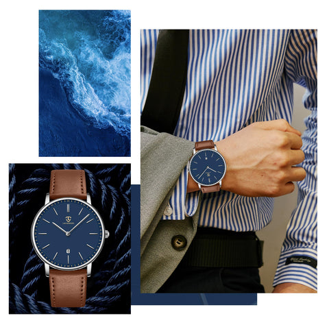 L LAVAREDO Watch for Men, Extremely Thin Mens Watches Minimalist Analog Men's Leather Wrist Watches with Time/Date, Birthday Gift for Men Boyfriend