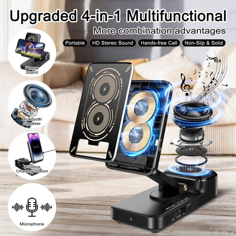 Gifts for Men Women, Bluetooth Speaker with Wireless Charging Phone Stand, HD Surround Sound Speaker, Cool Gadget Gifts for Men Women Dad Mom Birthday MepvabKY