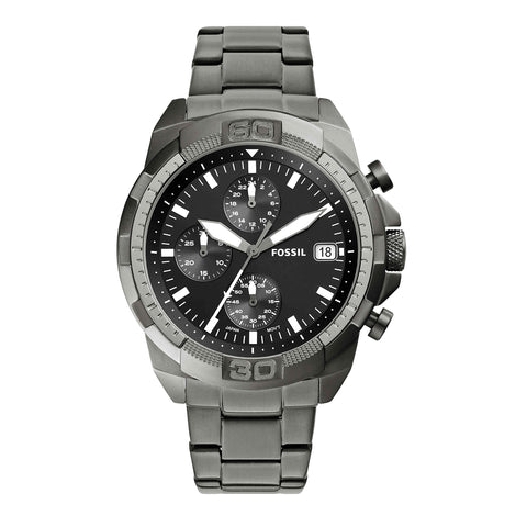 Fossil Men's Bronson Quartz Stainless Steel Chronograph Watch, Color: Smoke (Model: FS5852) Fossil