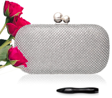 Sumnn Crystal Evening Clutch Woman Evening Bag For Party and wedding (Silver) Sumnn