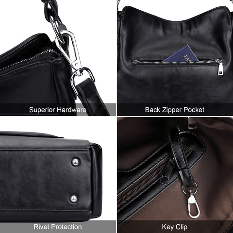 Over Earth Leather Hobo Purses and Handbags for Women Ladies Shoulder Crossbody Purse(O116E-2G Black) Over Earth