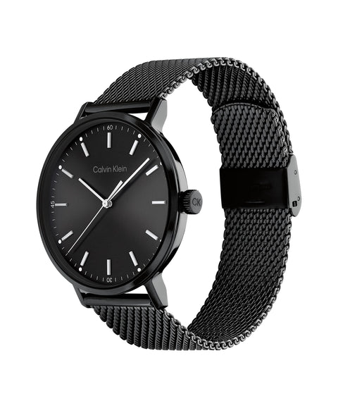 Calvin Klein Men's Quartz Ionic Plated Black Steel and Mesh Bracelet Watch, Color: Black (Model: 25200046) Calvin Klein