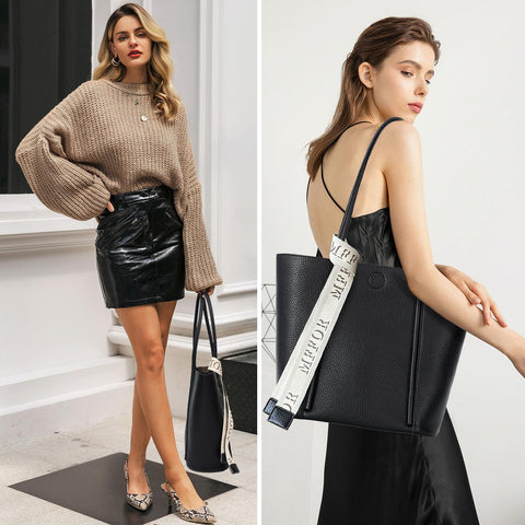 MFFOR Tote Bag, Soft Vegan Leather Tote Purse for women, Top Handle Shoulder Bag with Organizer Insert Bag. (Mocha) MFFOR