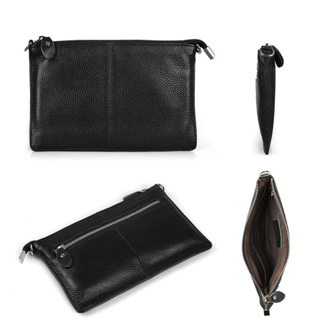 befen Black Women's Genuine Leather Wristlet Clutch Crossbody Phone Bags Wallet Purses and Handbags for Women, Fit Phone 14 Pro Max befen