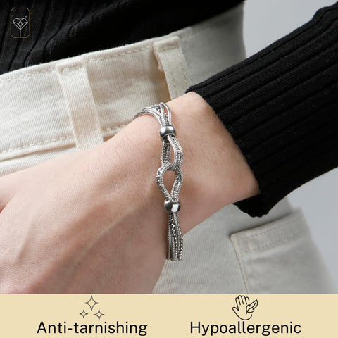 MAX + STONE 925 Sterling Silver Bracelet for Women | 7.5 Inches Silver Mesh Bracelet MAX + STONE
