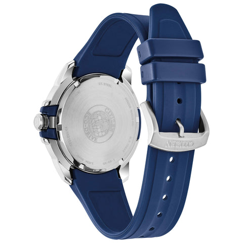 Citizen Men's Eco-Drive Weekender Watch in Stainless Steel with Blue Polyurethane strap, Blue Dial (Model: AW1158-05L) Citizen