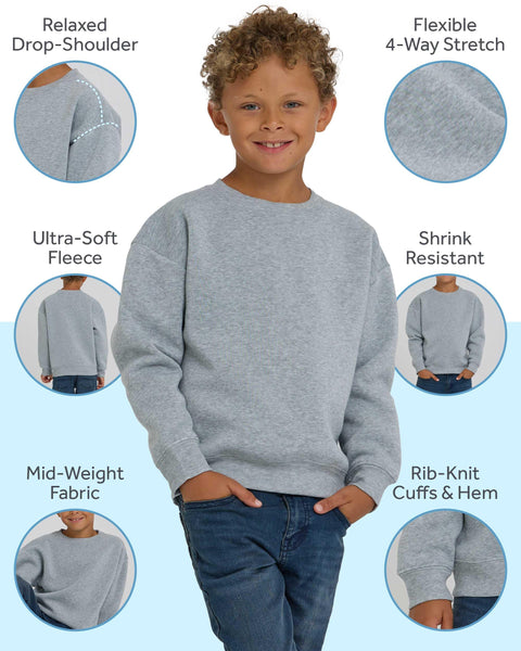 PURE CHAMP 3 Pack Boys Sweatshirts Long Sleeve Boy Crewneck Relaxed Soft Essentials Teen Pullover Sweaters For Youth Kids Boys & Girls (Set 6 Size 2X-Large)